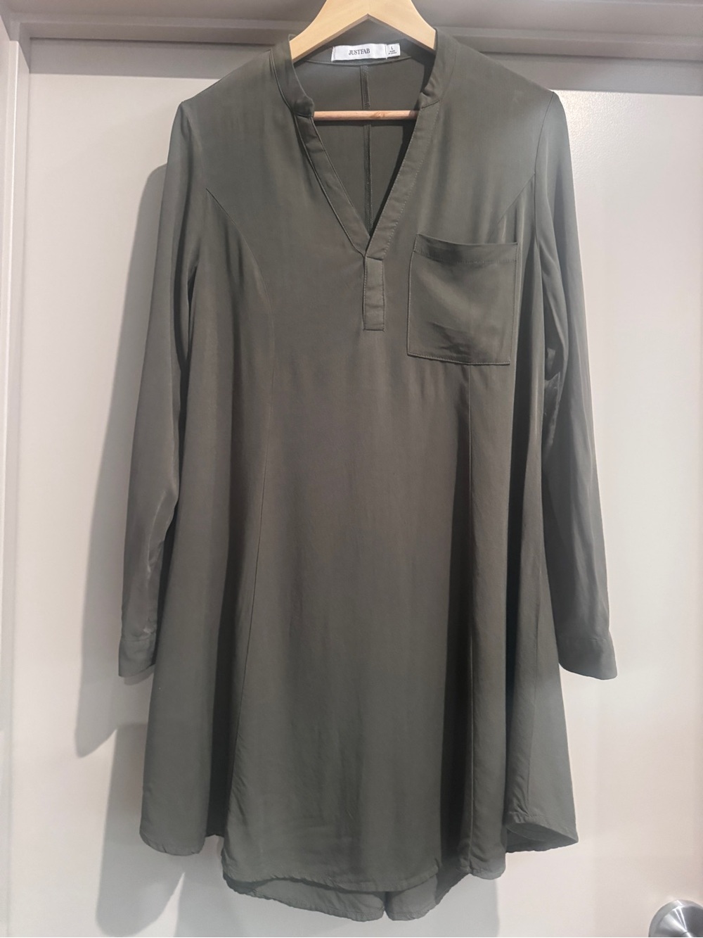 JustFab Olive Green Rayon Dress